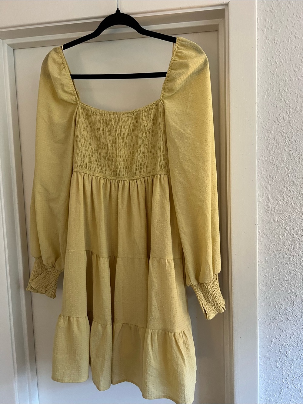 Blu Pepper Yellow Smocked Tiered Square-Neck Dress - Picture 2 of 3